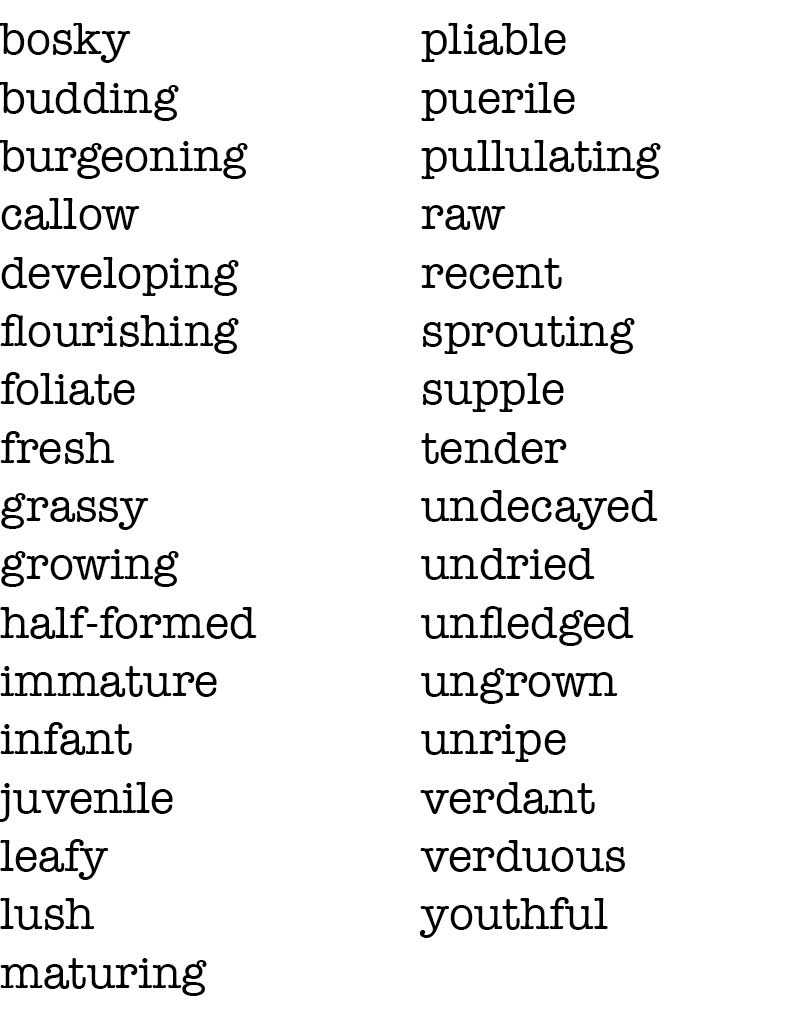 A list of other words for green